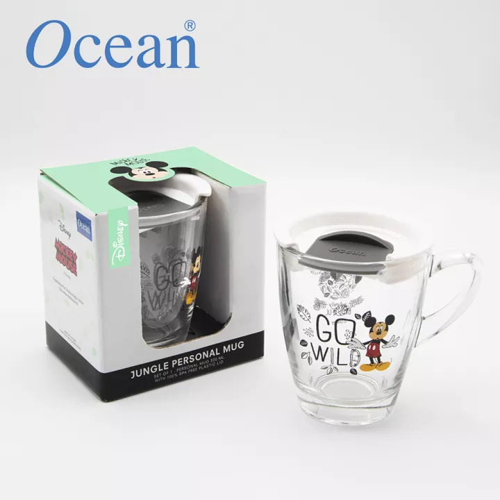 Ocean Glass Mickey JUNGLE Personal Mug with Gray Lid 320m