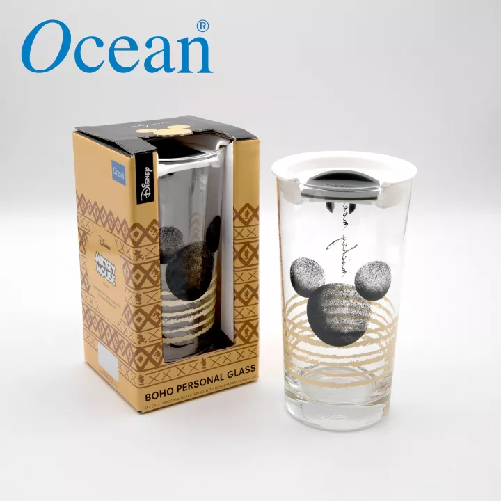 Ocean Glass Mickey BOHO Personal Tumbler with Gray Lid 570ml