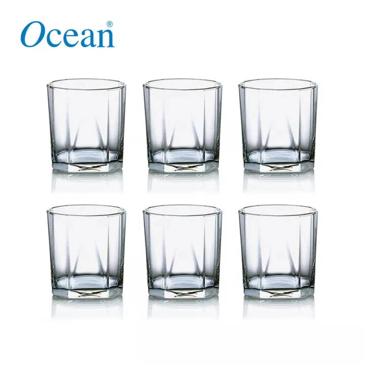 Ocean Glass Pyramid Tumbler 11 1 /2 Oz Set of 6