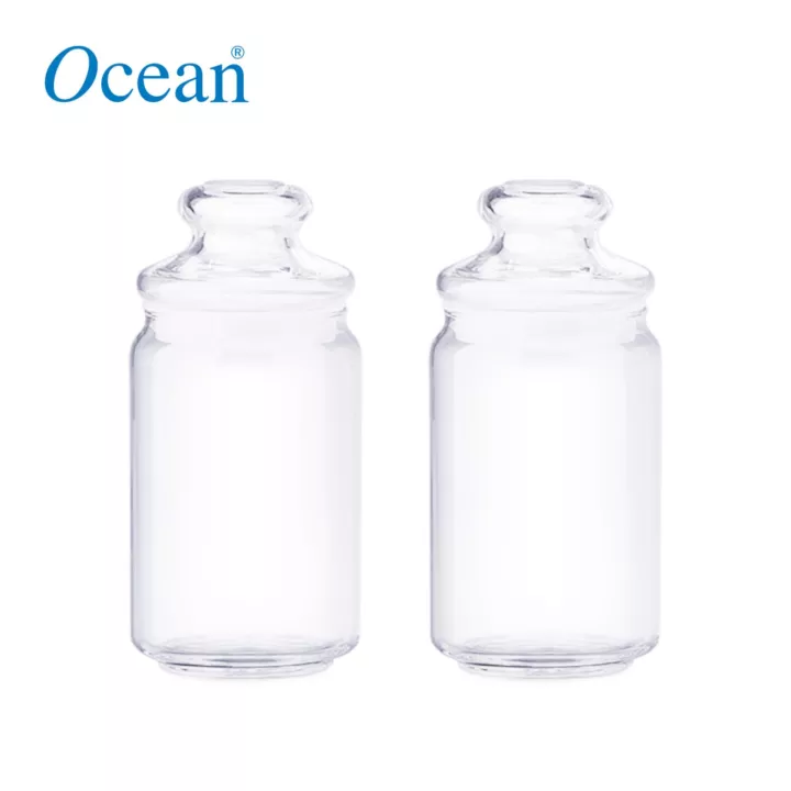 Ocean Glassware Pop Jar Glass Cover 750 ML 0.75 Liter Set of 2