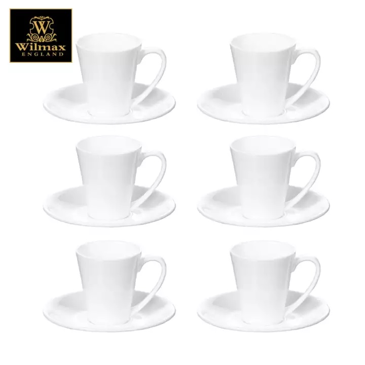 Wilmax Coffee Cup and Saucer 4 oz 110 ml Set of 6