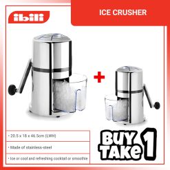 BUY 1 TAKE 1  IBILI 792400 Ice Crusher 16x26 cm, Stainless Steel, Silver/Black, 16 x 16 x 26 cm