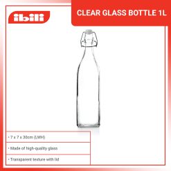 IBILI Milk Bottle 1L  of Glass, 7 x 7 x 30 cm