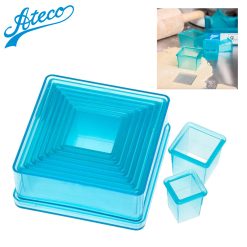 Ateco 5753 9-Piece Plastic Plain Square Cutter Set