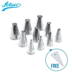 Ateco Pastry Plain Tube Set of 10 (Free 1pc Pastry Bag)