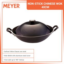 Meyer Non-Stick Covered Chinese Wok 40cm (Blue Black)