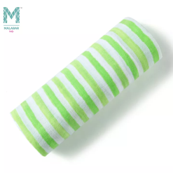 Malabar Organic Muslin Single Swaddle Lime Stripes