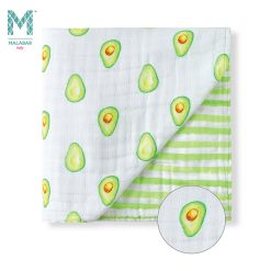 Malabar Baby Organic Muslin Snug Blankets (Reversible) Avocado/Lime stripes