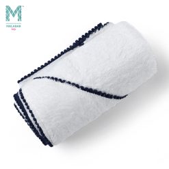 Malabar Baby Bamboo Pom Pom Hooded Towel Navy