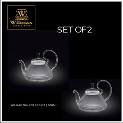 WILMAX SET OF 2  TEA POT GLASS  20.3 OZ | 600ML