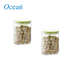 Ocean Glass Norma Vacuum Sealed Pop Jar Bright Green 685 ml Set of 2