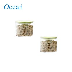 Ocean Glass Norma Vacuum Sealed Pop Jar Bright Green 385 ml Set of 2