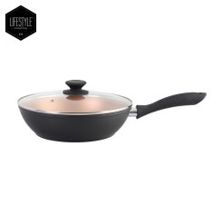 Lifestyle Cookware Sienna Forged Deep Frypan with Glass Lid 28CM