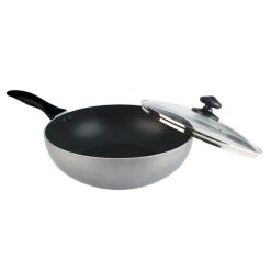 Lifestyle Cookware Non-Stick Wok with Glass Lid Induction 26CM