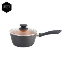 Lifestyle Cookware Sienna Forged Saucepan with Glass Lid 18CM