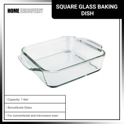 Home Discovery Heat Resistant Square Glass Baking Dish 1.0 Liter (1 pc)