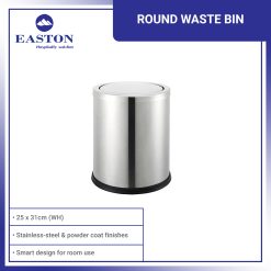 Easton Waste Bin Round Shape Silver