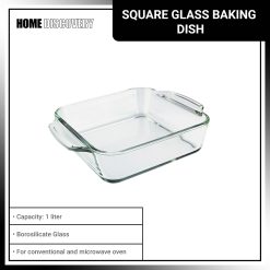 Home Discovery Heat Resistant Square Tempered Glass Baking Dish 1 Liter Set of 2