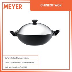 Meyer Cook N' Look induction Chinese Wok with Stainless Steel Lid (Black)